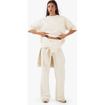 boohoo Dames DSGN Studio Zware Interlock Jogger met Rechte Pijpen | Cream | Maat: XL