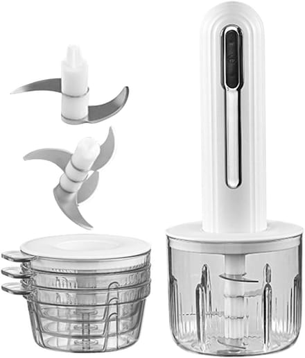 Elektrische Keukenmachine - Mini Hakker - Snel Ingrediënten Verwerken - Draadloos Oplaadbaar - 400 ml Kom - Wit