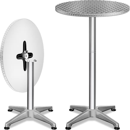 Statafel set van 2 Zilver aluminium Ø60cm inklapbaar, in hoogte verstelbaar