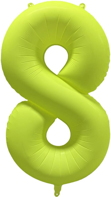 Riethmüller - Folieballon cijfer 8 - neon geel - 86 cm