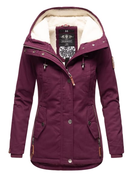 Marikoo dames winterjas met teddyfleece voering & capuchon