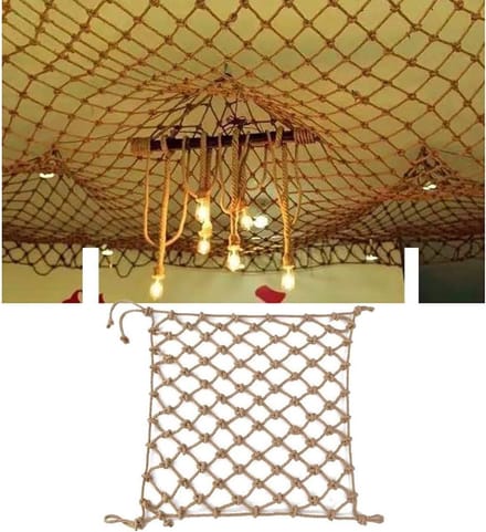 Decoratief Net - Jute Touw - Veiligheid Thuis - Handgeweven Kwaliteit - 1x3 Meter - Natuurlijk