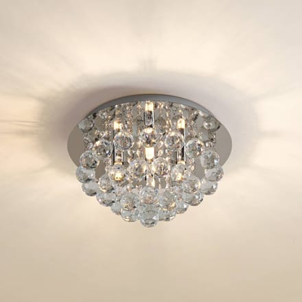 Lindby - plafondlamp - 4lichts - Staal, kristal - H: 19 cm - G9 - chroom