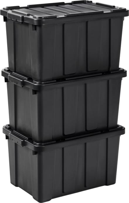 IRIS Powerbox Robuust Opbergbox - 50L - 100% Recycled Kunststof - Zwart - Set van 3