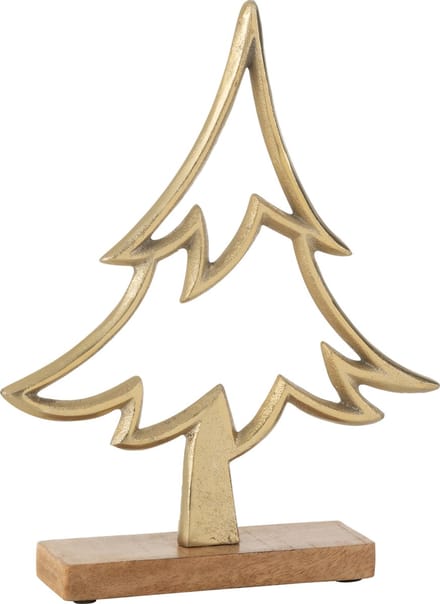 J-Line decoratie Denneboom Op Voet - aluminium/hout - goud - large