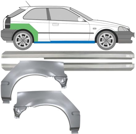 Reparatiepaneel dorpel + achterspatbord voor Honda Civic EJ EK 1995-2001