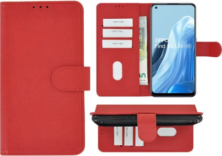 MoDo hoesje Geschikt voor Oppo Find X5 Lite - Kunstleer Book Case - Rood