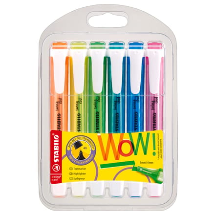 STABILO swing cool - Markeerstift - Perfect Voor Onderweg - Etui Met 6 Kleuren