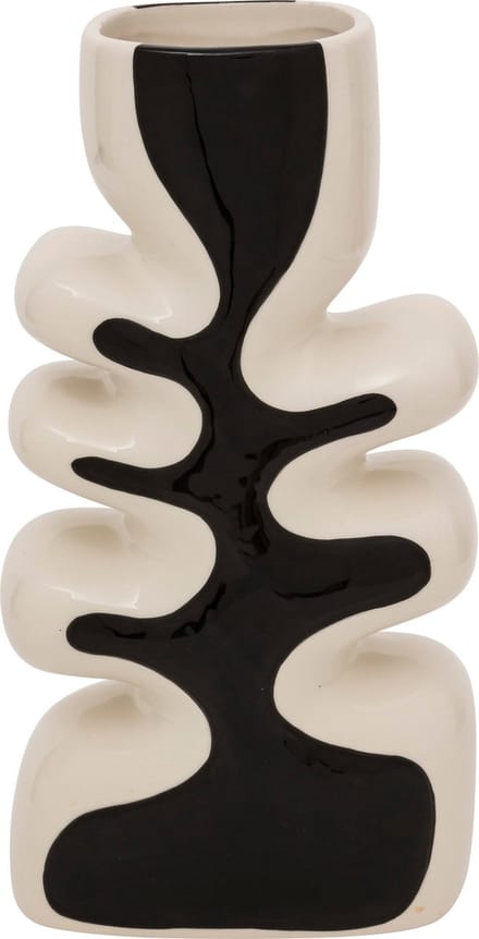 Atmosphera Twisted Lime Keramische Vaas - 9x28x15cm - Zwart / beige