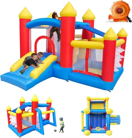 Springkasteel met blazer voor kinderen van 3 tot 8 jaar, binnen 312 x 272 x 200 cm