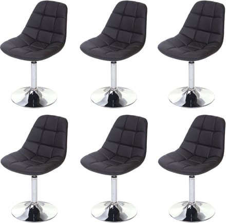 Set van 6 eetkamerstoelen MCW-A60, draaistoel, chroom ~ kunstleer bruin
