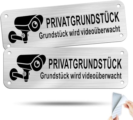 2 stuks videobewakingstekens 15x5 cm aluminium buitentekens