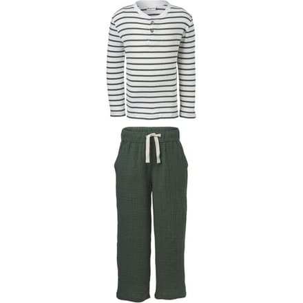 LUPILU Mousseline kinder kledingset 2-delig (groen, 98/104)