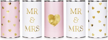 PartyDeco - Blikjes mr & mrs - 5 stuks
