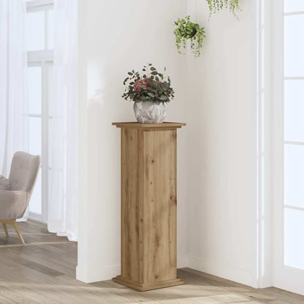 vidaXL - Plantenstandaard - 33x33x100 - cm - bewerkt - hout - artisanaal - eiken