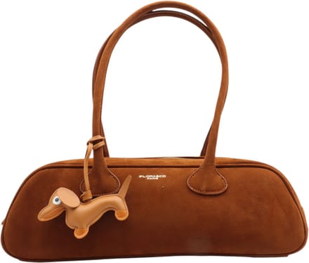 Flora&Co - PAOLO - suède look - hobotas/dames handtas - teckel charm - camel/bruin