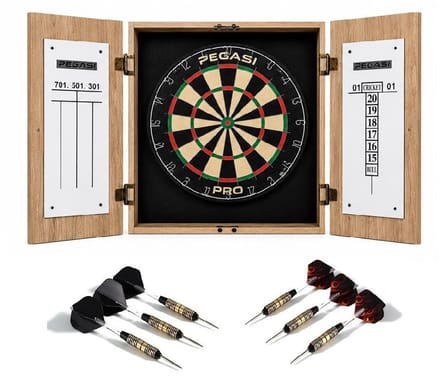 Pegasi dartbord cabinet set Oak