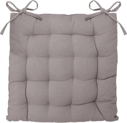 Atmosphera Stoelkussen Loria Grijs - 38 x 38 cm - Met 2 lintjes - 100% katoen