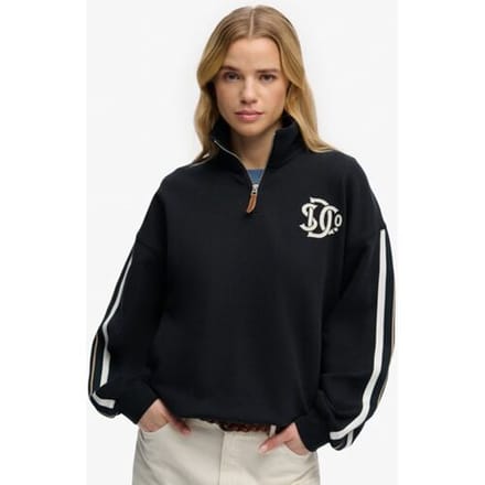 Superdry Country Club Appliqué Halve Rits Blauw Grootte: 44