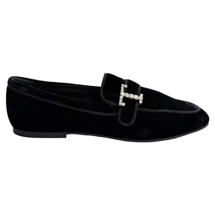 Tod's loafers met kristallen versiering in zwart fluweel