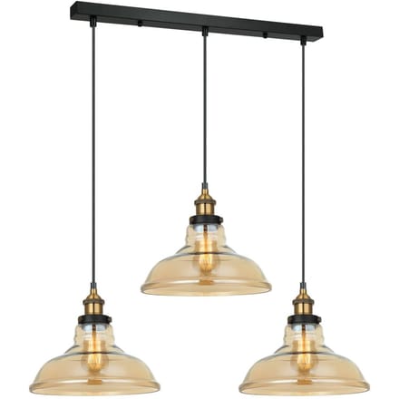 Hubert MDM-2381/3 Hanglamp - Staal, Glas, Amber