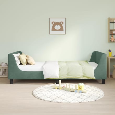 vidaXL - Kinderen - bedframe - met - hoofdboard - Zeegroen - 80 - x - 200 - cm - Fluweel