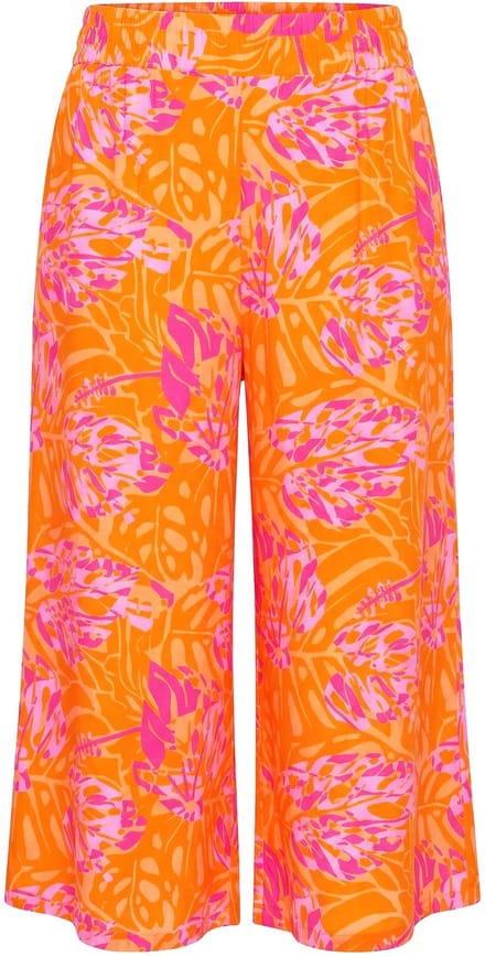 Studio Untold - Dames - Culottes wijde pijpen hoge taille blad-print - Oranje - Maat 58