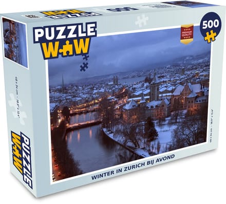 Puzzel Winter in Zurich bij avond - Legpuzzel - Puzzel 500 stukjes
