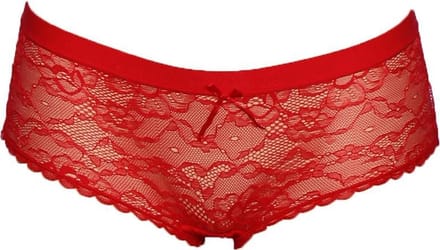 J&C dames microfiber hipster met kant - Rood / M