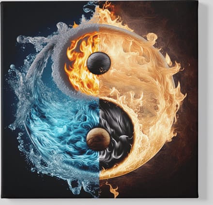 Vierkant Canvas Schilderij - Abstract - Yin en Yang - 60x60x2 cm