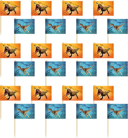 Boland - Set 24 vlaggenprikkers T-rex - Dino's - Dino - Kinderfeestje