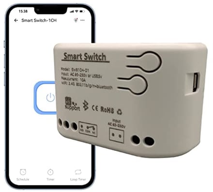 WiFi Smart Micro Switch voor Smart Home - Draadloze afstandsbediening, Bluetooth-gestuurd, Compatibel met Alexa en Google Home