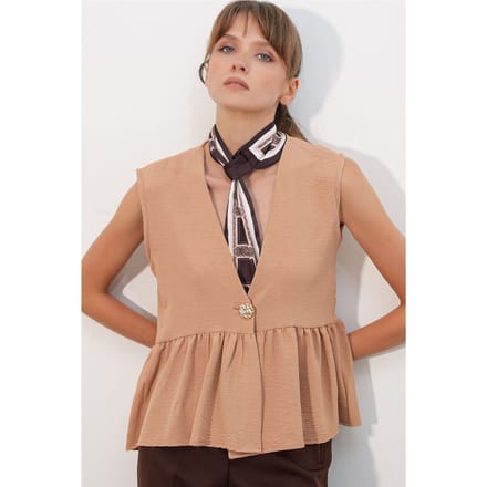 V-hals Knoploze Mouwloze Blouse