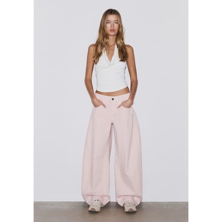 Stradivarius Gedrapeerde haltertop  Ecru S