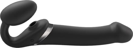 Strap-On-Me - Strapless Strap-on Vibrator Met Luchtdruk Stimulatie - Zwart - Maat L