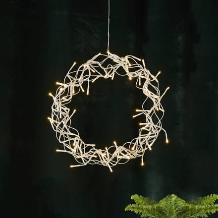 Star Trading LED decorative wreath Curly, silver, hanging, warm white, Ø30cm