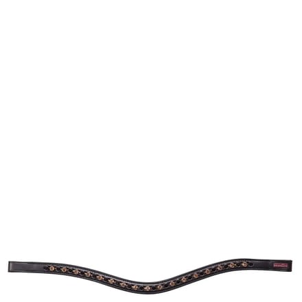 Premiere Prem. Frondeel Lyskamm gebogen- crystalketting Brown - Pony | Bruin | Frontriemen paard