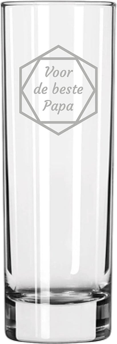 Gegraveerde longdrinkglas 22cl voor de beste Papa in hexagon
