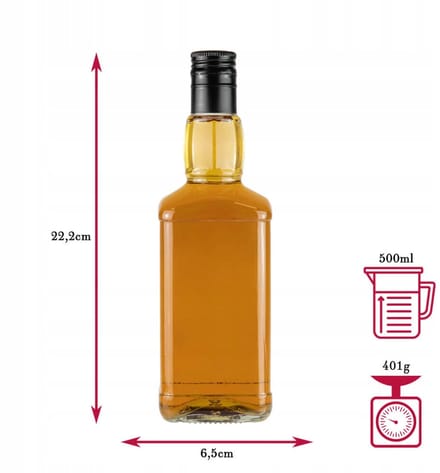 Bimberek Daniels - Decoratieve Fles - 500ml - Glas - Opdruk Whisky