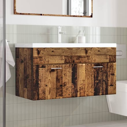 vidaXL - Wastafelkast - met - ingebouwde - wasbak - oud - houtkleurig