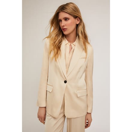 Motivi Satin Single-breasted Blazer Beige Größe: 44 | Blazer Outlet | Damen | Braun