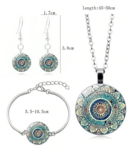 Sieraden set Ketting +oorbellen + armband Mandala