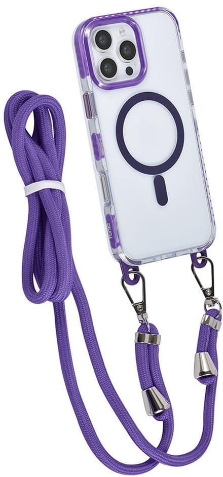 TUNIQ iPhone 16 Pro Max Hoesje met Koord - MagSafe Compatible - Paars-Transparant