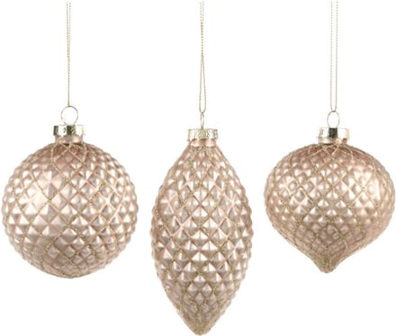 Goodwill Kerstbal Glas Crème-Champagne D 8 cm Voordeelass. Per 3 Stuks