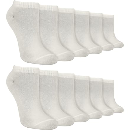 12 Paar Multipack Kinder Bamboe Trainer Sokken | Jongens Liner Sokken Ankle Wit - Wit