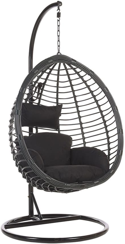 TOLLO - Hangstoel - Zwart - 106 cm - PE rotan