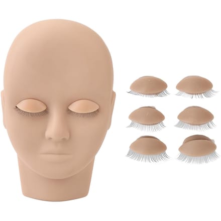 Planche de Visage Maquillage Greffage Cils Silicone Modèle d'Entraînement Mannequin en Caoutchouc Modèle d'Entraînement Visage Light Brown beige