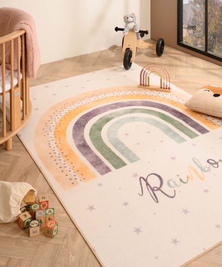 Kindervloerkleed regenboog - Joy crème 80x120