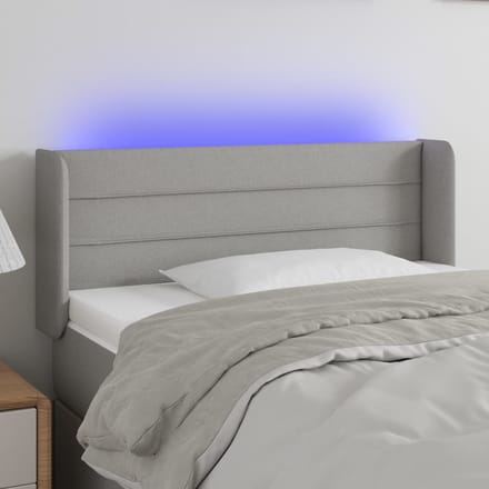 vidaXL - Hoofdbord - LED - 93x16x78/88 - cm - stof - lichtgrijs