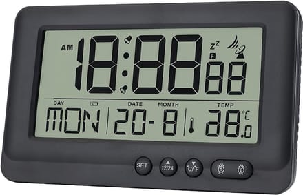 Draadloze Digitale Wekker met Snooze en Temperatuur - Batterijgevoed Reizen Alarm